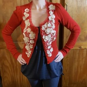 Ryu red floral 3D cardigan